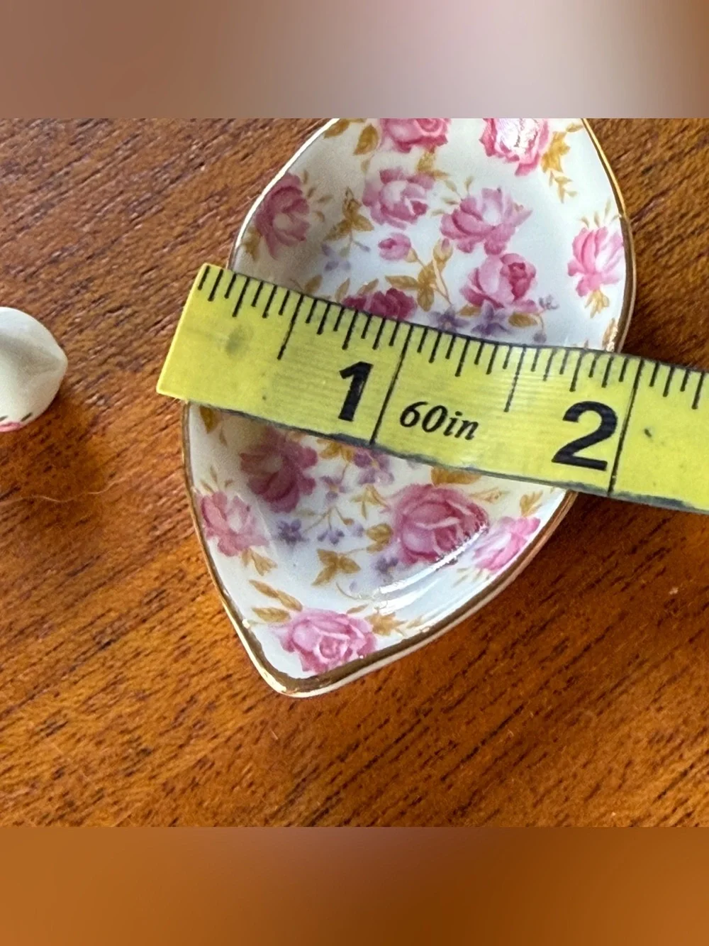 NIB Vintage Miniature Porcelain 6 Piece Tea Set With Pink Rose Pattern Gold Trim